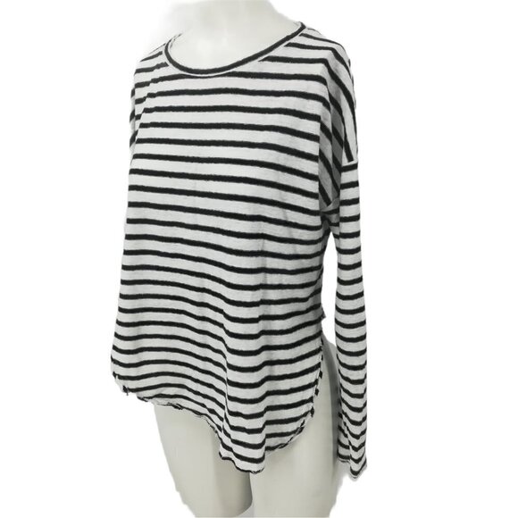 Lovestitch Linen Striped Shirt Size S Long Sleeve Distressed Lagonlook Hole Hem - Picture 5 of 12